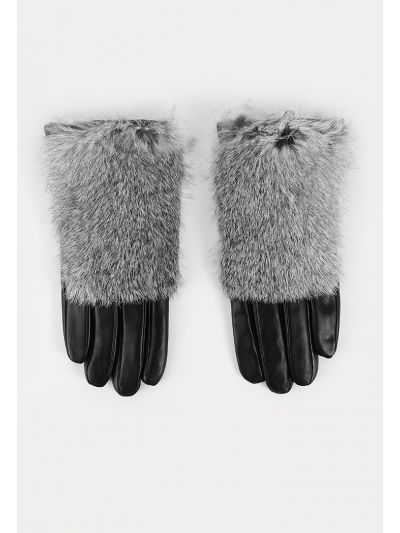 PU Leather Faux Fur Gloves