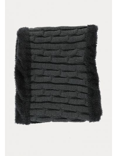 Fur Lined Ribbed Knitted Neck Warmer
