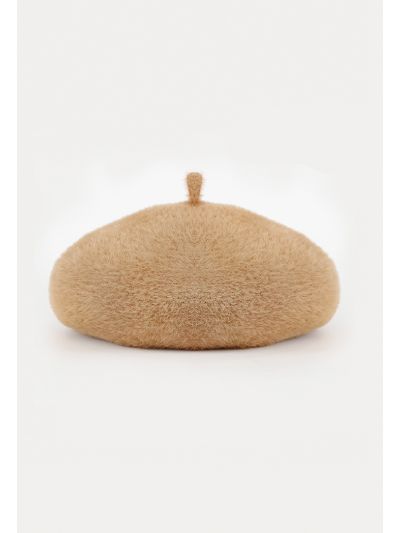 Fuzzy Faux Fur Beret Hat -Sale