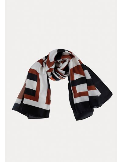 Geometric Squares Silky Square Framed Scarf -Sale