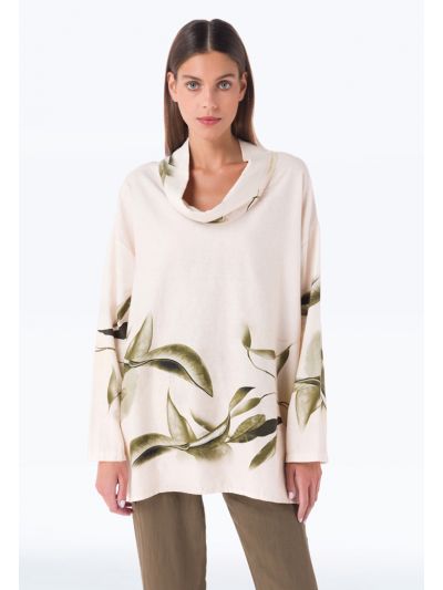 Tunnel Neck Printed Blouse -Sale