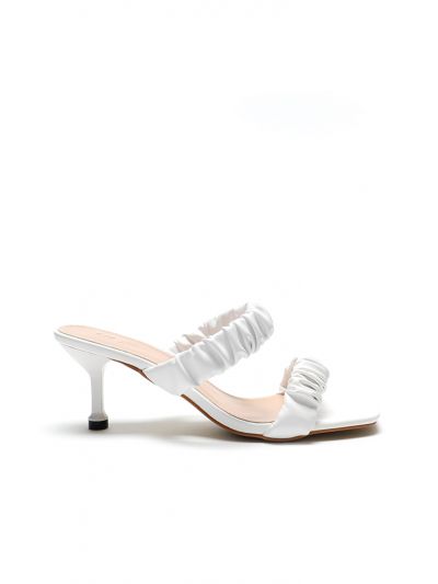 Ruched Double Strap Mules Slides Sandals
