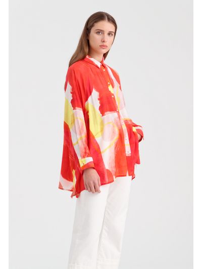 Colorful Printed Shirt With Side Opening -Sale