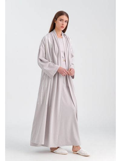 Maxi Striped Open-Front Abaya