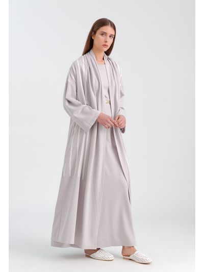Maxi Striped Open-Front Abaya -Sale