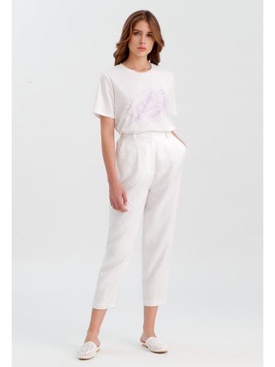 Solid Wide Pants With Elasticated Waist