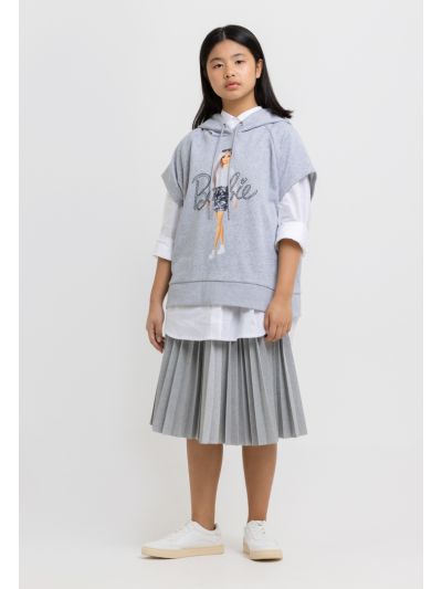 All Over Pleated Solid Midi Skirt -Sale