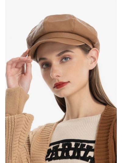 Solid Curved Pleated Peak Cap Hat