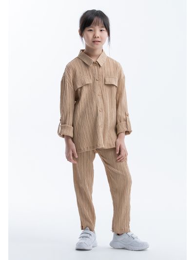 Textured Solid Shirt And Pants Set