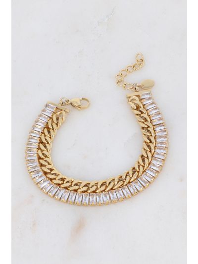 2-Row Natural Stainless Steel Bracelet