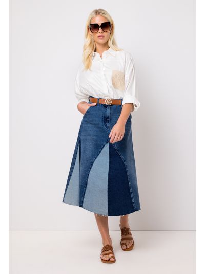 Patchwork Denim Maxi Skirt