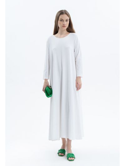 Classic Round Neck Solid Maxi Dress