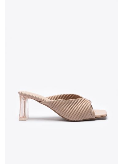 Square Twisted Vamp Slip On Sandals