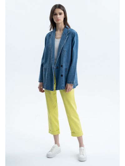 Solid Trouser With Folded Hem