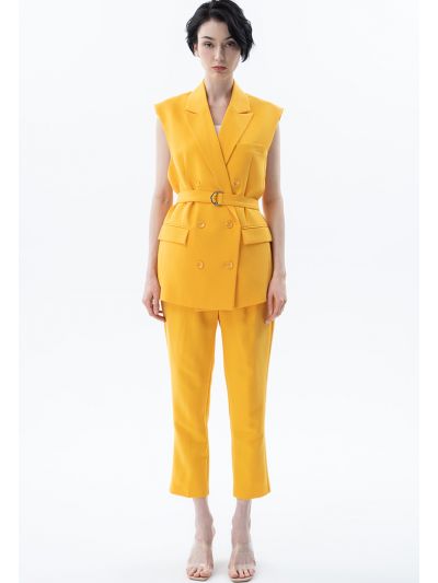 Solid Trouser With Pleated Waist -Sale
