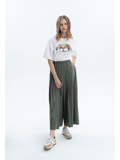 Wide Hem Fold Solid Trouser