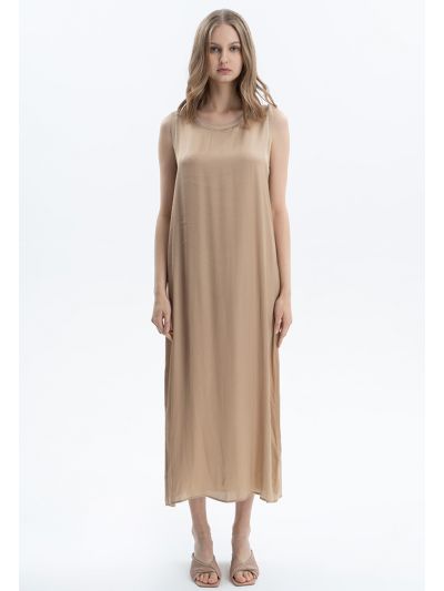 Solid A-line Maxi Sleeveless Dress