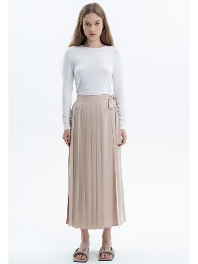 Pleated Wrap Solid Trousers