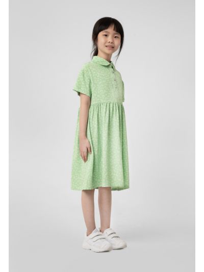 Girls Contrasting Floral Pattern Midi Dress -Sale