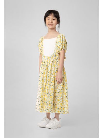Floral Pattern Off Shoulder Self Tie Cuff Dress -Sale