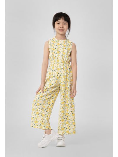 Floral Seersucker Sleeveless Jumpsuit Dress -Sale