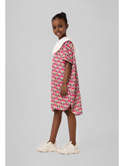 Flounce Collar High-Low Multicolor Dress -Sale