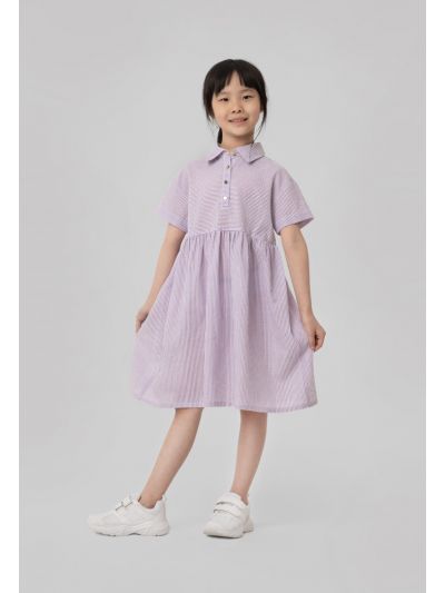 Girls Seersucker Stripes Midi Dress -Sale
