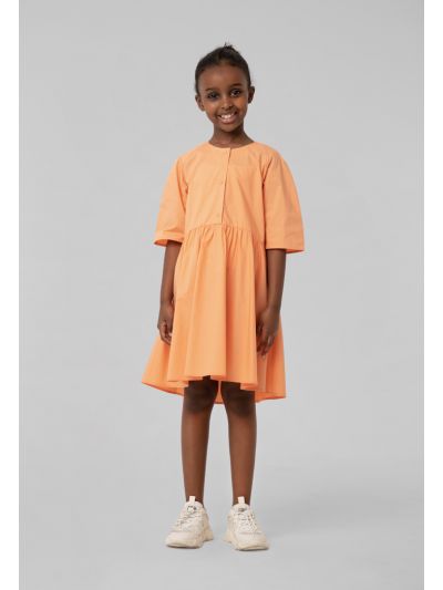 Solid High-Low Quarter Sleeves Dress -Sale