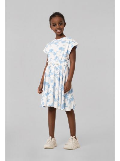 Girls Contrasting Trees Printed Dress -Sale