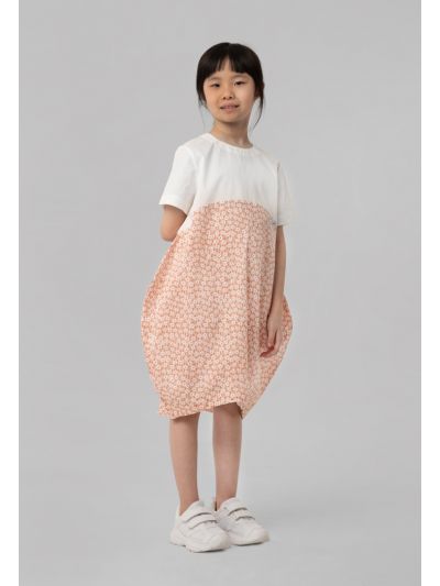 Floral Pattern High-Low Balloon Dress -Sale