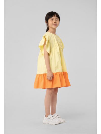 Flounce Color Blocking Flare Dress -Sale