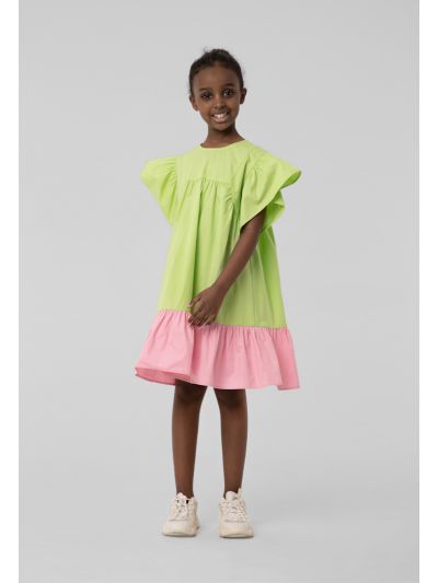 Flounce Color Blocking Flare Dress -Sale