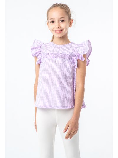 Ruffle Shoulder Details Textured Blouse -Sale
