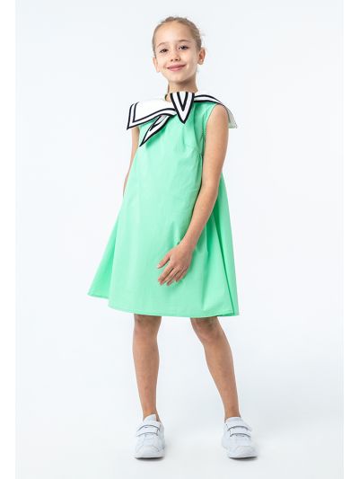 Contrasting Sailor Collar Solid Dress -Sale