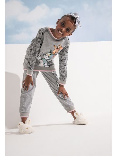 Tom & Jerry Rib Printed Long-Sleeves And Jogger Sets -Sale