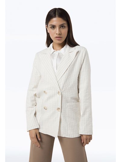 Stripe Double Breasted Textured Blazer -Sale
