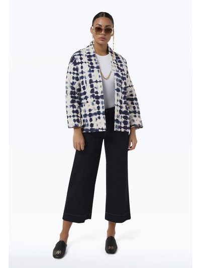 Contrast Stitched Denim Wide Leg Trouser -Sale