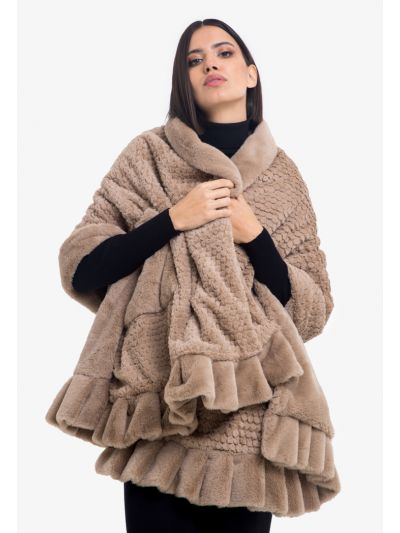 Faux Fur Patch Pocket Shawl -Sale