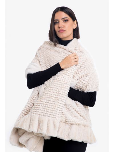 Faux Fur Patch Pocket Shawl