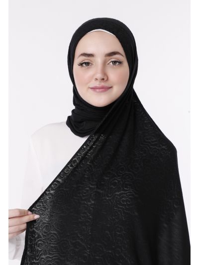 Plain And Half Flower Design Hijab