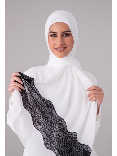 Rhinestones Embellished Lace Hijab
