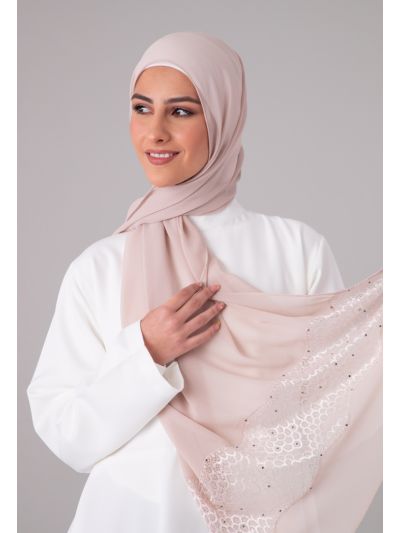 Rhinestones Embellished Lace Hijab