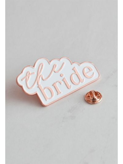 Rose Gold and White The Bride Enamel Hen Party Badge (Brooch)