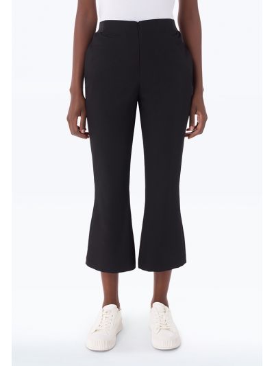 Flared Hem High Rise Solid Formal Trousers