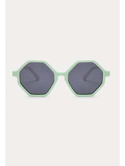 Geometric Shaped White Temples Sunglasses