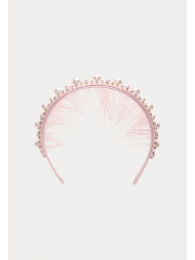 Faux Pearl Feather Embellished Headband -Sale