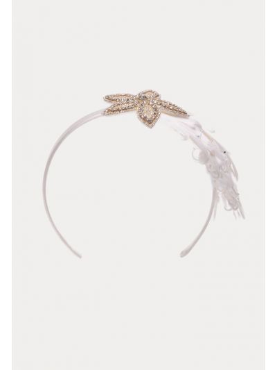 Feather Rhinestones Star Embellish Headband -Sale
