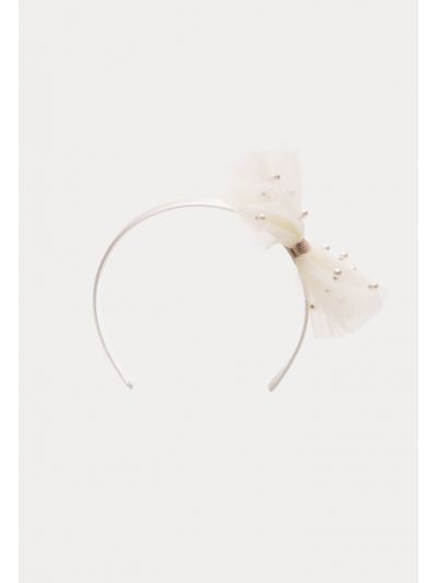 Pearl Tulle Lurex Knot Bow Headband -Sale