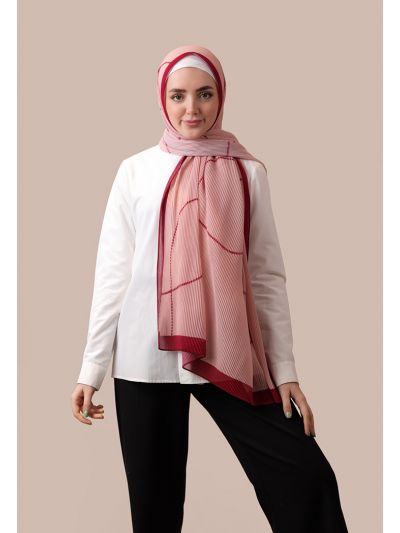 Printed Pleated Chiffon Scarf