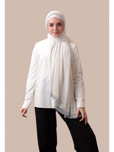 Printed Pleated Chiffon Scarf